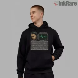 Resident Evil 5 Pixel Interface Horror Quote Shirt on black hoodie for men graphic tee