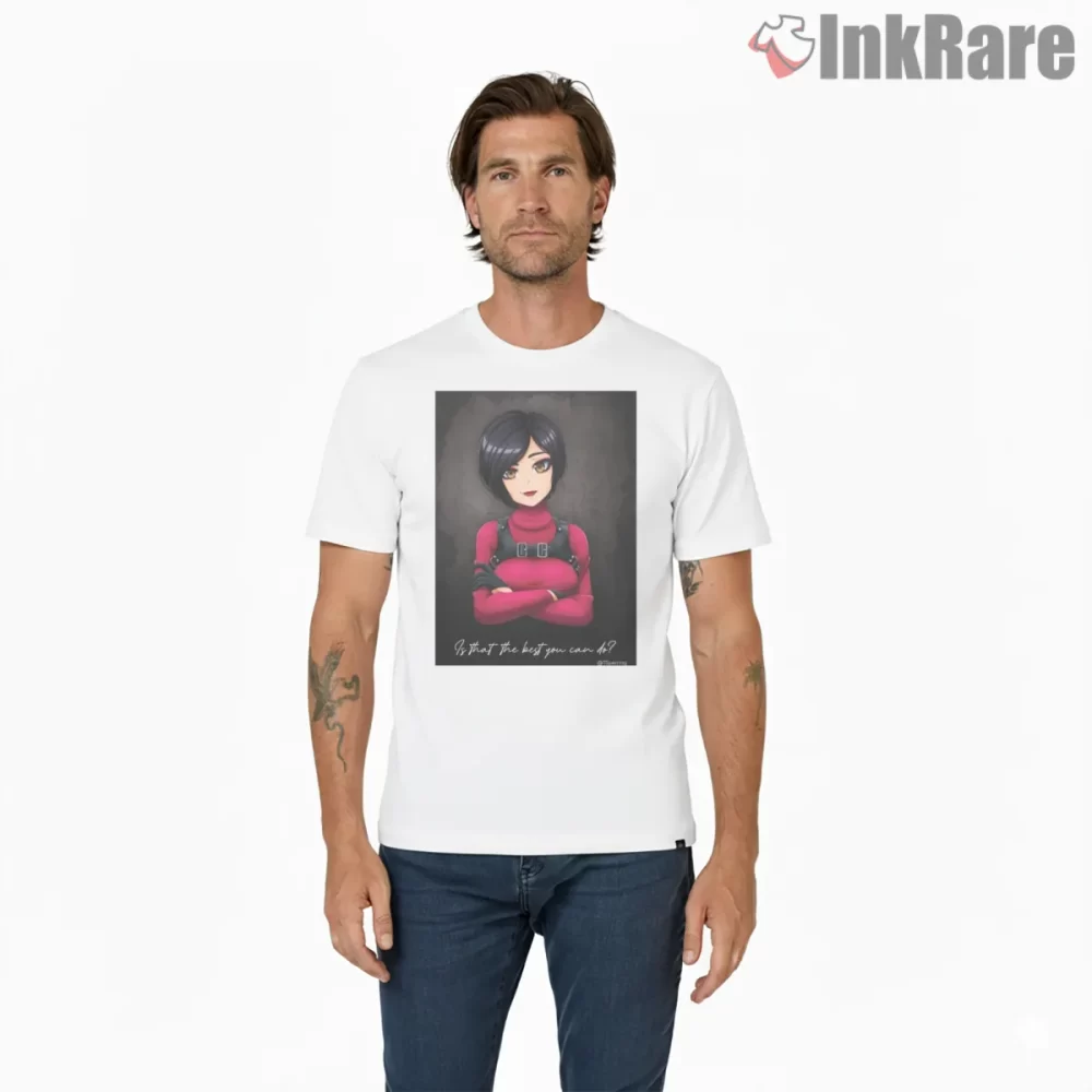 Resident Evil Ada Wong Calm Confidence Portrait Shirt on white short sleeve shirt for men graphic tee