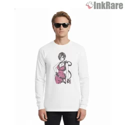 Resident Evil Ada Wong Elegant Spy Style Shirt on white long sleeve shirt for men graphic tee