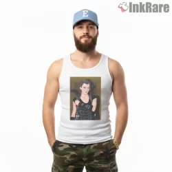 Resident Evil Alice Vector Action Portrait Shirt on white tank top for men graphic tee