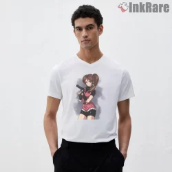 Resident Evil Claire Redfield Classic Survivor Shirt on white v-neck shirt for men graphic tee