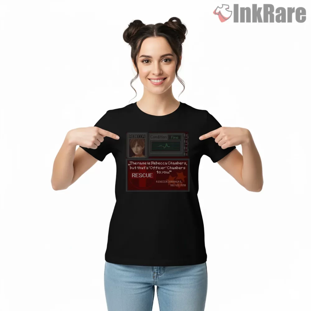 Resident Evil Classic Pixel Art Survival Horror Shirt on black short sleeve shirt for women graphic tee