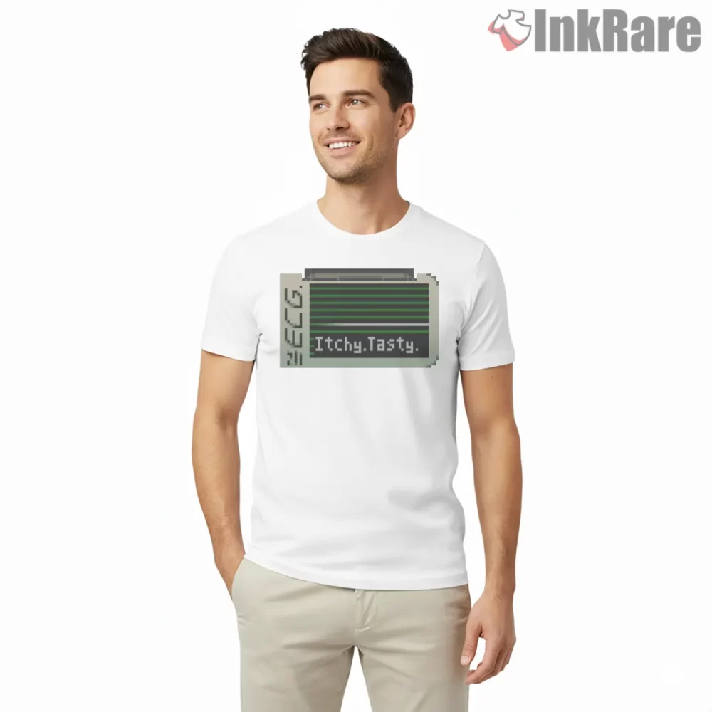 Resident Evil Itchy Tasty Medical Monitor Shirt on white short sleeve shirt for men graphic tee