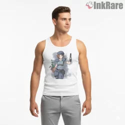 Resident Evil Jill Valentine Field Medic Style Shirt on white tank top for men graphic tee
