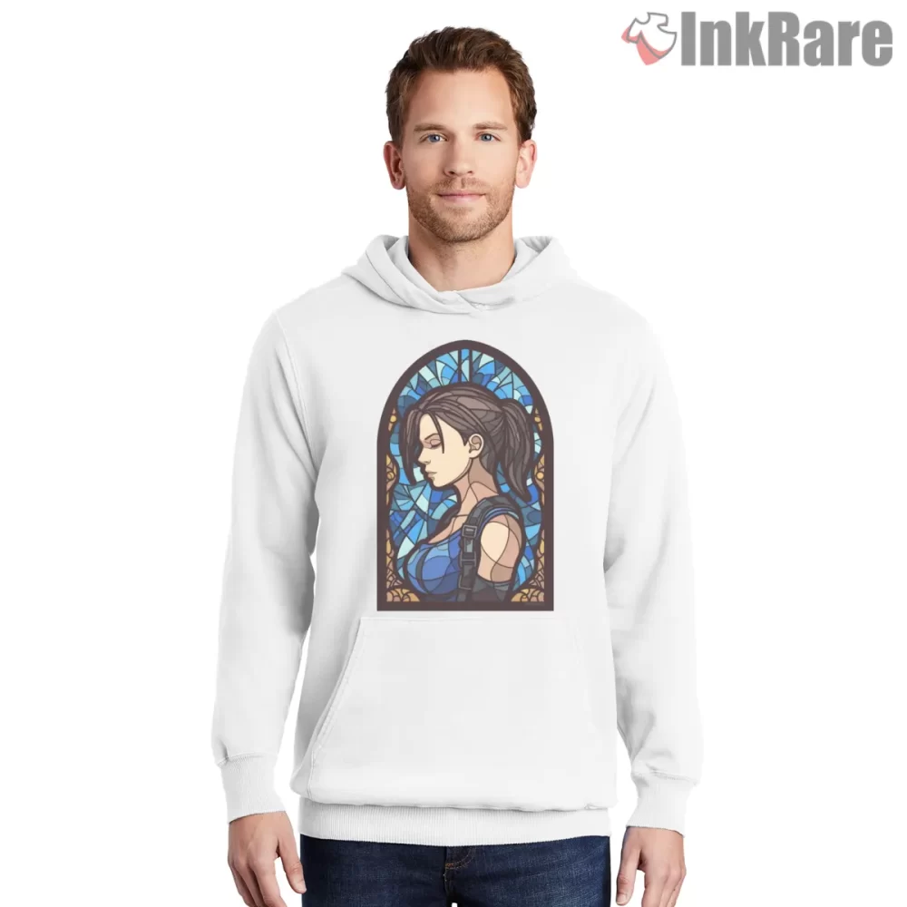 Resident Evil Jill Valentine Stained Glass Icon Shirt on white hoodie for men graphic tee