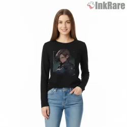 Resident Evil Jill Valentine Tactical Portrait Shirt on black long sleeve shirt for women graphic tee