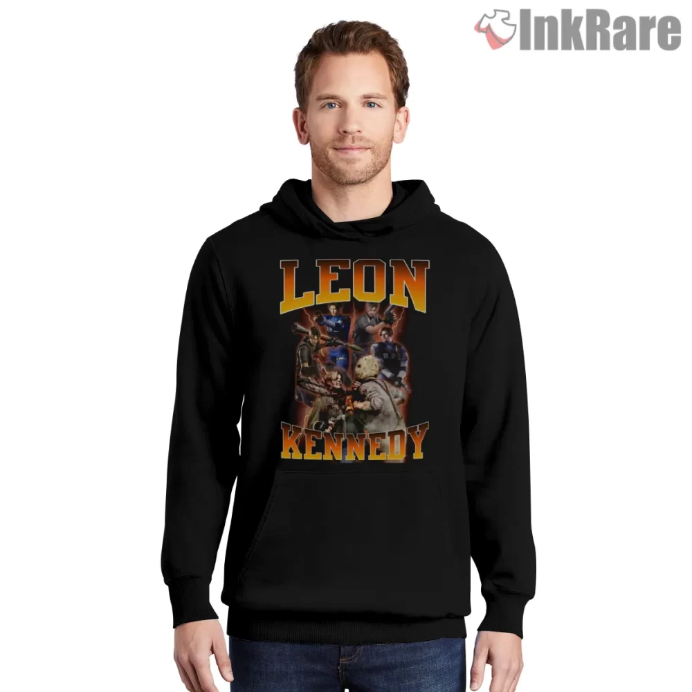 Resident Evil Leon Kennedy Raccoon Citys Best Hero Shirt on black hoodie for men graphic tee