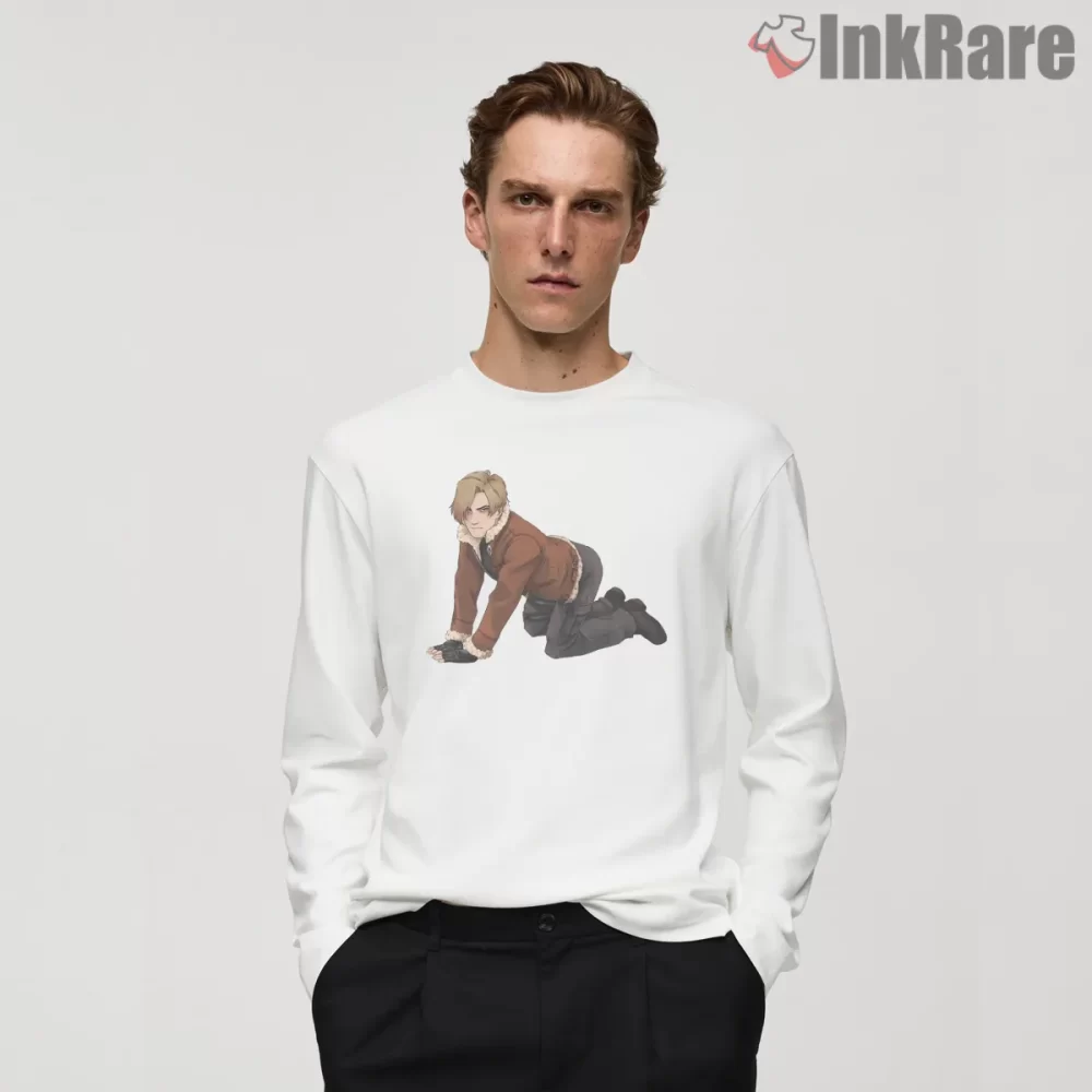 Resident Evil Leon Kennedy Survival Crawl Shirt on white long sleeve shirt for men graphic tee