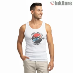 Resident Evil Raccoon City Virus Outbreak Emblem Shirt on white tank top for men graphic tee