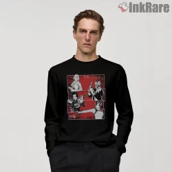 Resident Evil Retro Comic Panel Action Shirt on black long sleeve shirt for men graphic tee