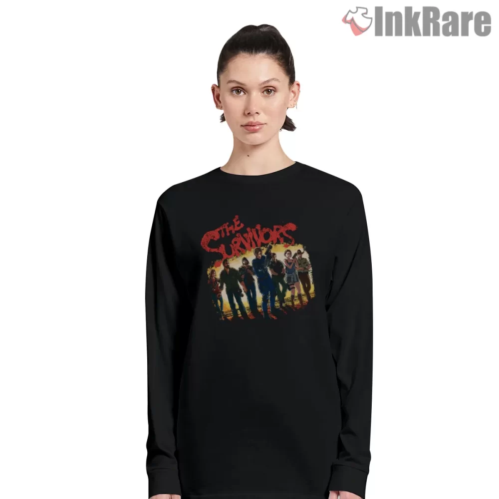 Resident Evil Survivors Ensemble Apocalypse Shirt on black long sleeve shirt for women graphic tee