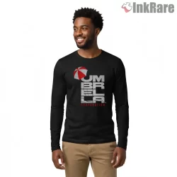 Resident Evil Umbrella Corporation Bold Logo Shirt on black long sleeve shirt for men graphic tee
