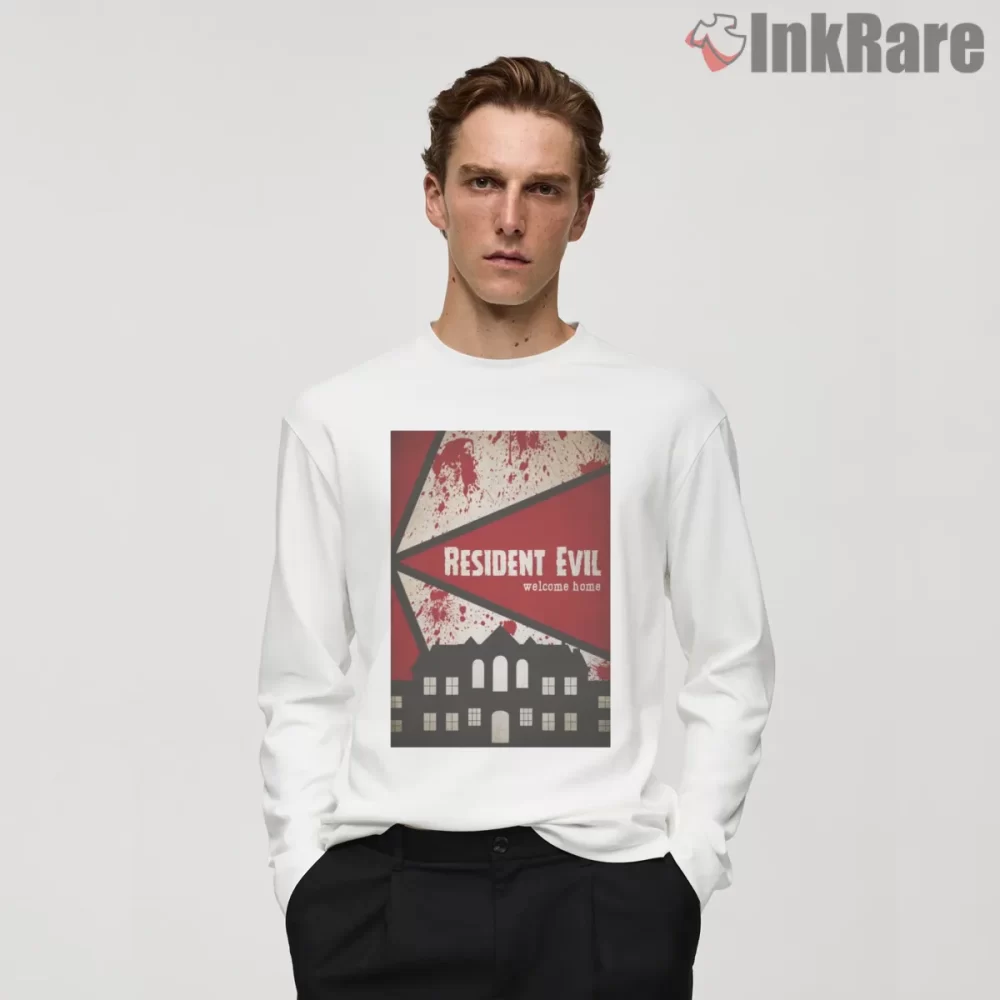 Resident Evil Umbrella Warning Symbol Shirt on white long sleeve shirt for men graphic tee