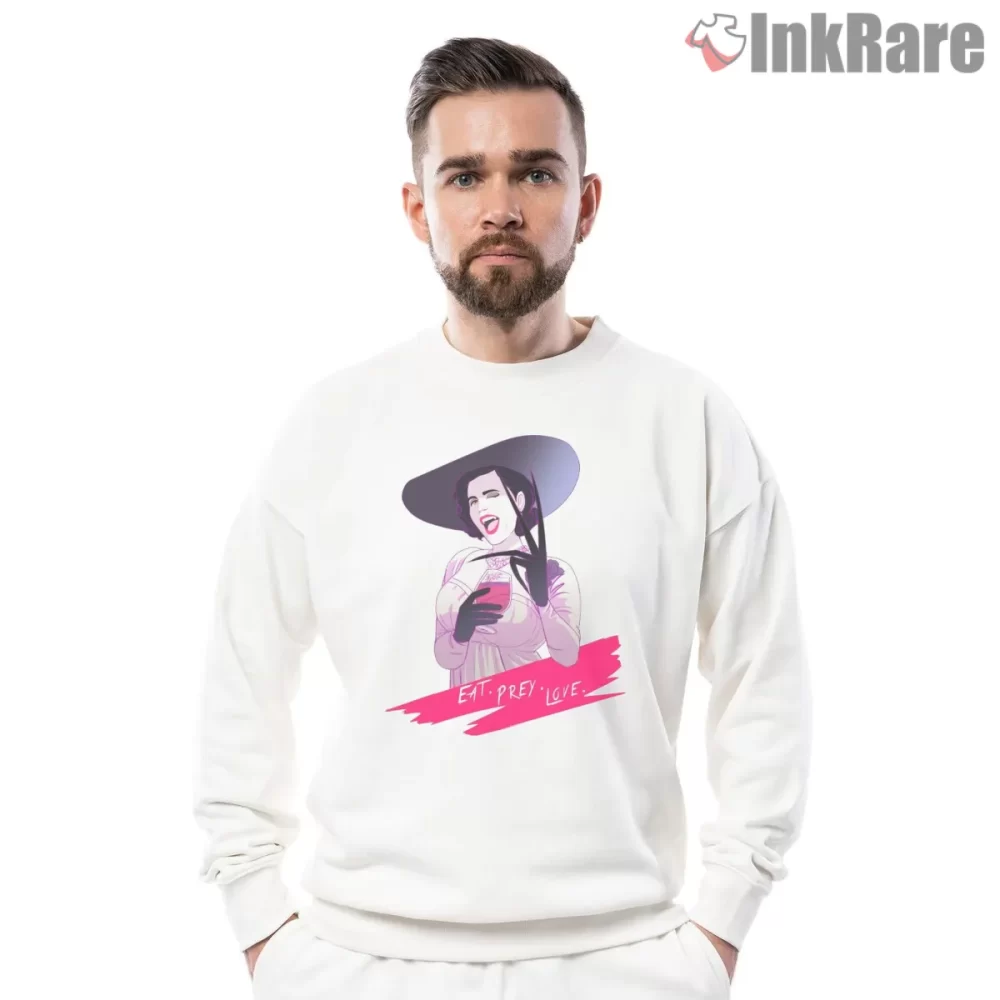 Resident Evil Village Eat Prey Love Lady Dimitrescu Shirt on graphic shirt for men graphic tee