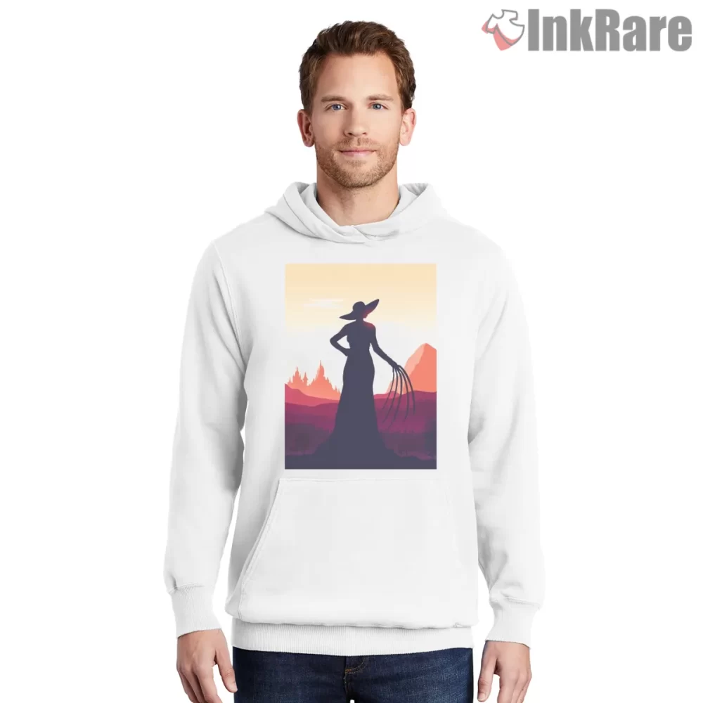 Resident Evil Village Lady Dimitrescu Crimson Elegance Shirt on white hoodie for men graphic tee