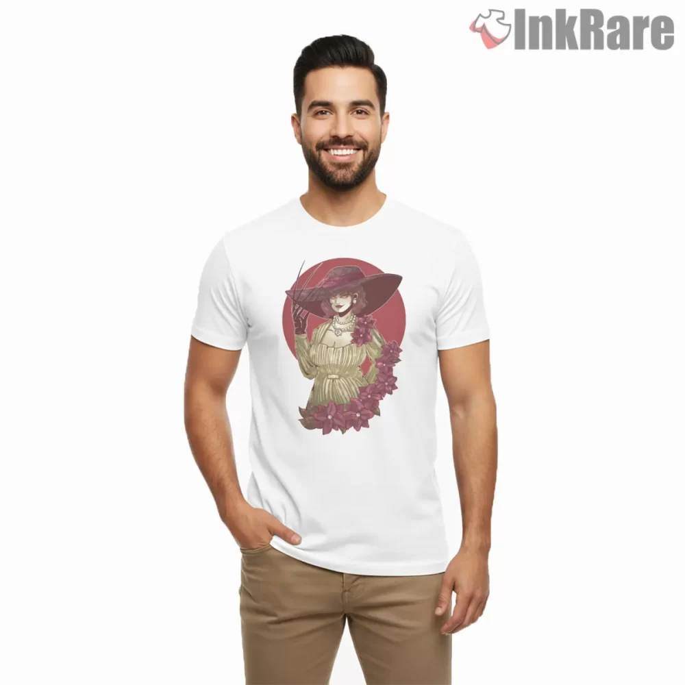 Resident Evil Village Lady Dimitrescu Elegant Gothic Shirt on white short sleeve shirt for men graphic tee