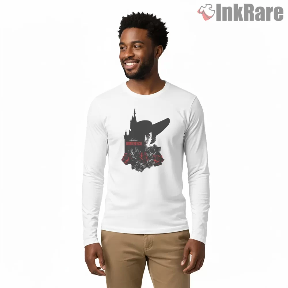 Resident Evil Village Lady Dimitrescu Gothic Portrait Shirt on white long sleeve shirt for men graphic tee