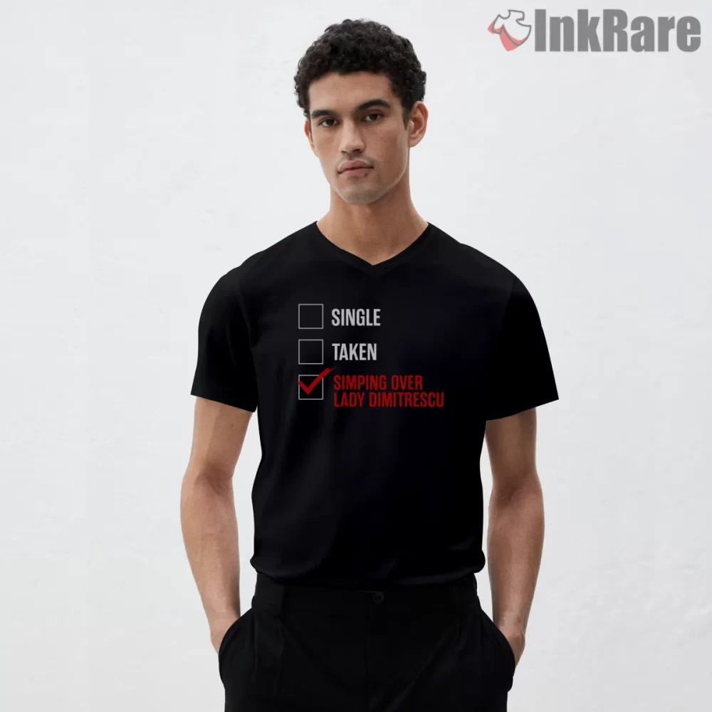 Resident Evil Village Lady Dimitrescu Simping Status Shirt on black v-neck shirt for men graphic tee