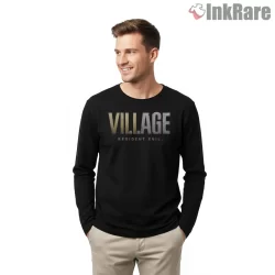 Resident Evil Village Minimal Logo Symbol Shirt on black long sleeve shirt for men graphic tee