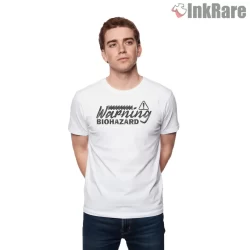 Resident Evil Warning Biohazard Signal Shirt on white short sleeve shirt for men graphic tee