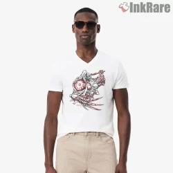 Resident Evil William Birkin Mutation Horror Shirt on white v-neck shirt for men graphic tee