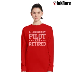 Women’s Retired Airplane Captain Pilot Aviator Gift Long-Sleeve Top in red | Sleek, Versatile, All-Season