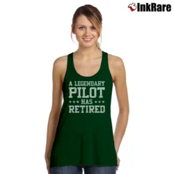 Women’s Retired Airplane Captain Pilot Aviator Gift Tank Top in forest green | Lightweight, Movement-Friendly