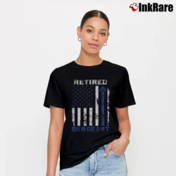 Women’s Retired Sergeant Thin Blue Line Police Signature T-Shirt in black | Soft, Flattering Fit