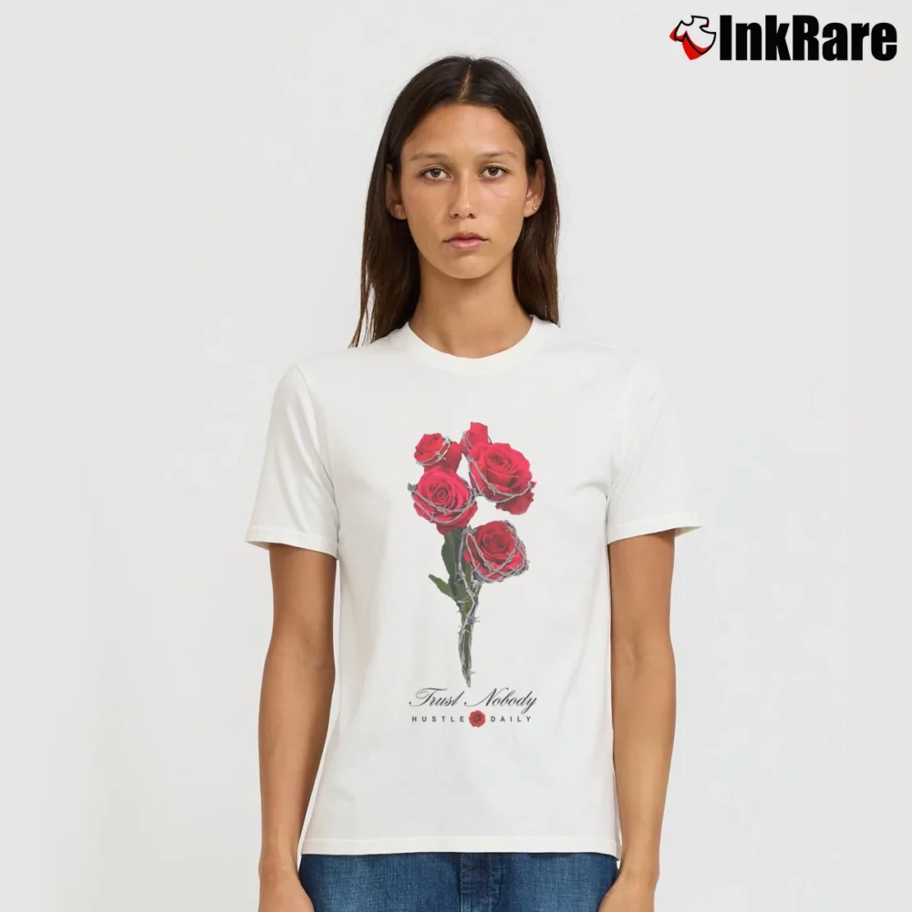 Women’s Retro 4 Bred Barbed Roses Signature T-Shirt in white | Soft, Flattering Fit