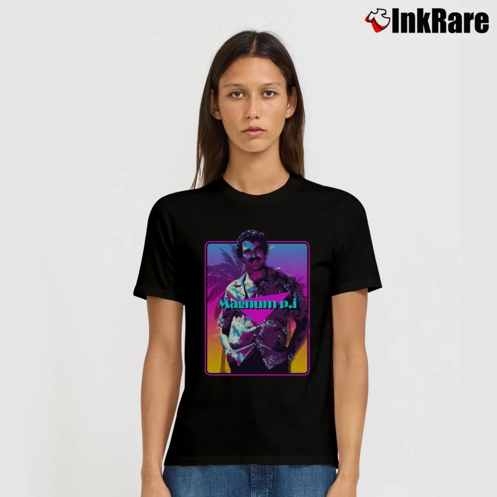 Women’s Retro 80s Magnum PI T-Shirt in black | Soft, Flattering Fit
