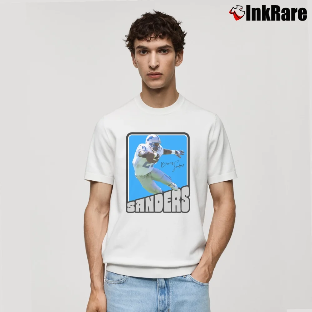Men’s Retro Barry Sanders Football Trading Card Classic T-Shirt in white | Soft, Breathable Everyday Wear