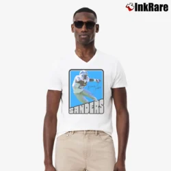 Men’s Retro Barry Sanders Football Trading Card V-Neck Tee in white | Sharp, Breathable, Everyday Staple