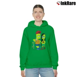 Women’s Retro Bart Simpson Skateboard with Pin - Up Girl Vintage Graphic Funny Cozy Hoodie in irish green | Warm, Structured, Stylish
