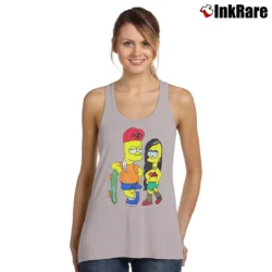 Women’s Retro Bart Simpson Skateboard with Pin - Up Girl Vintage Graphic Funny Tank Top in sport grey | Lightweight, Movement-Friendly