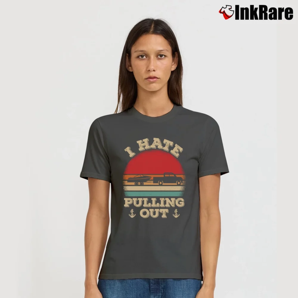 Women’s Retro Boating Captain I Hate Pulling Out Signature T-Shirt in charcoal | Soft, Flattering Fit