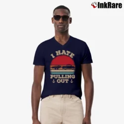 Men’s Retro Boating Captain I Hate Pulling Out V-Neck Tee in navy | Sharp, Breathable, Everyday Staple
