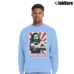 Men’s Retro Bruiser Brody WWE for Wrestling Fans Crewneck Sweatshirt in light blue | Cozy Fabric, Clean Style