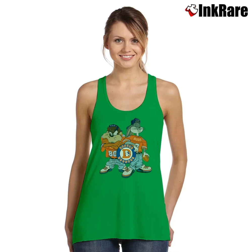 Women’s Retro Denver Broncos Looney Tunes Tank Top in irish green | Lightweight, Movement-Friendly