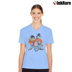 Women’s Retro Denver Broncos Looney Tunes V-Neck Tee in light blue | Chic Neckline, Soft Texture