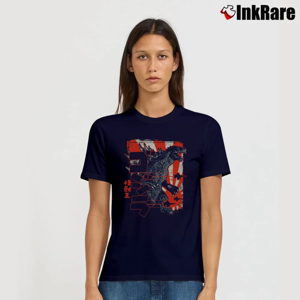 Women’s Retro Japan Gojira Kaiju Godzilla Signature T-Shirt in navy | Soft, Flattering Fit