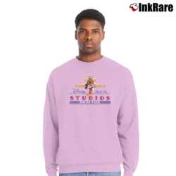 Men’s Retro MGM Studios Mickey Mouse Disney Crewneck Sweatshirt in light pink | Cozy Fabric, Clean Style