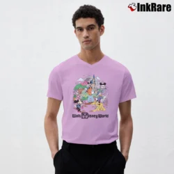 Men’s Retro Mickey And Friends Walt Disney World V-Neck Tee in light pink | Sharp, Breathable, Everyday Staple