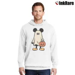 Men’s Retro Mickey Minnie Halloween Couple Trip Mickey Pullover Hoodie in white | Cozy, Durable, Modern Fit