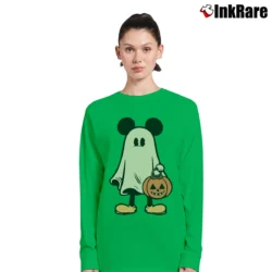 Women’s Retro Mickey Minnie Halloween Couple Trip Mickey Long-Sleeve Top in irish green | Sleek, Versatile, All-Season