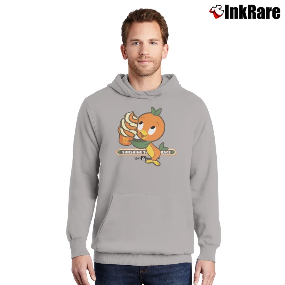 Men’s Retro Orange Bird Disney World Classic Pullover Hoodie in sport grey | Cozy, Durable, Modern Fit