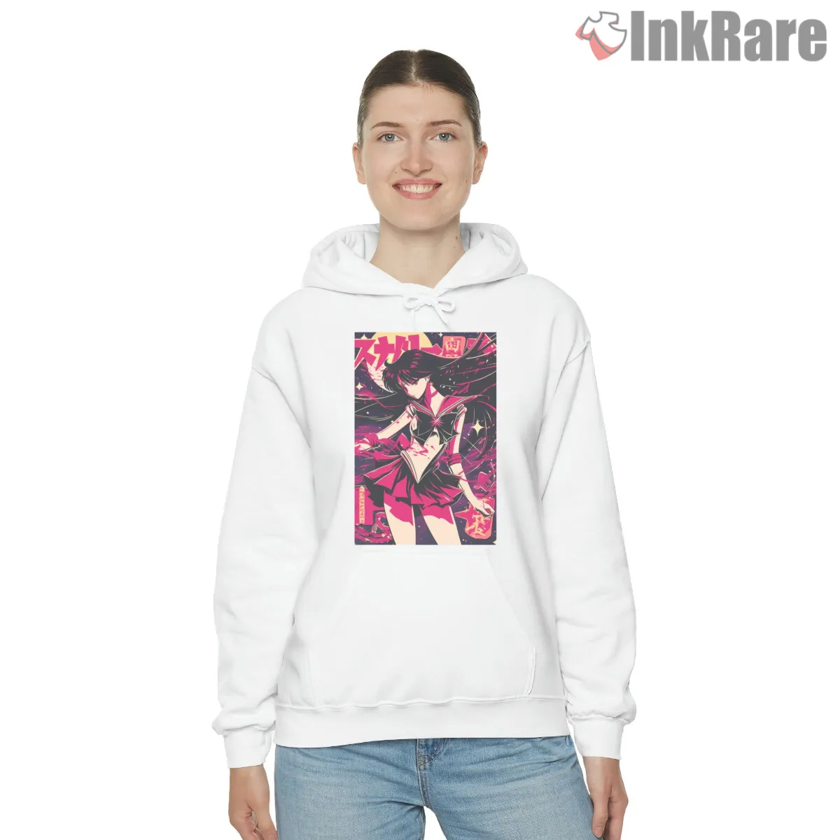 Retro Sailor Mars Dark Anime Poster Shirt on white hoodie for women graphic tee