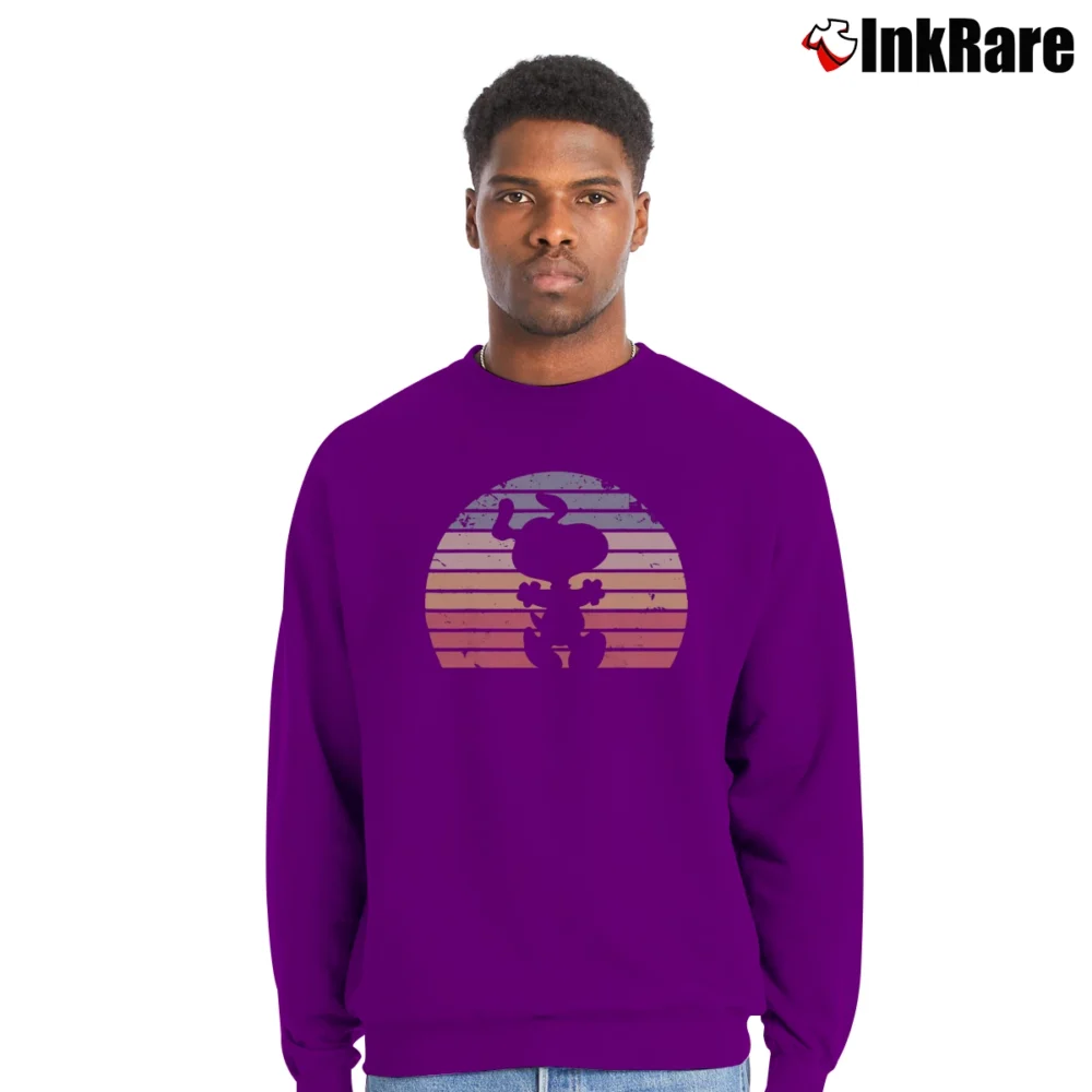 Men’s Retro Snoopy Crewneck Sweatshirt in purple | Cozy Fabric, Clean Style