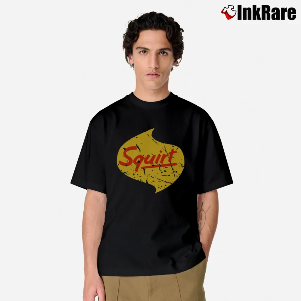 Men’s Retro Squirt Soda Logo Distressed Classic T-Shirt in black | Soft, Breathable Everyday Wear