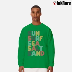 Men’s Retro Sun Surf Sea Salt Sand for Beach Lovers Long-Sleeve Shirt in irish green | Sleek, Lightweight, Year-Round Wear