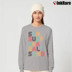 Women’s Retro Sun Surf Sea Salt Sand for Beach Lovers Long-Sleeve Top in sport grey | Sleek, Versatile, All-Season